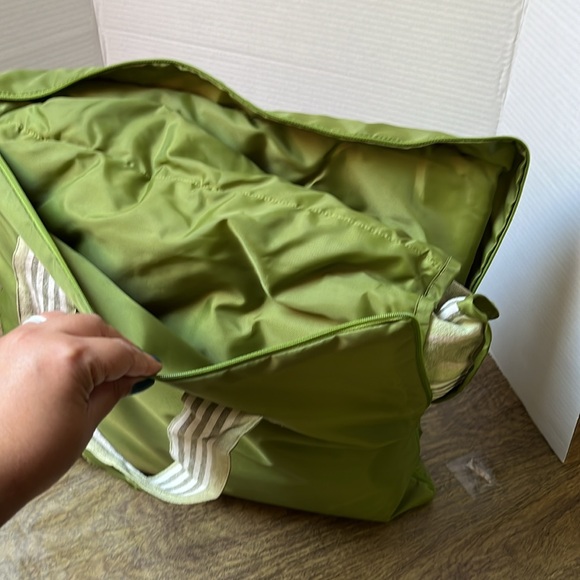 Summer Living Large Green White Striped Beach Blanket Tote Carrying Bag - Picture 3 of 8